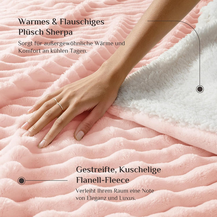 BEDELITE warme Decke Sherpa Kuscheldecke Flauschig Hellrosa 150x200 Hellrosa 150 x 200 cm, Hellrosa