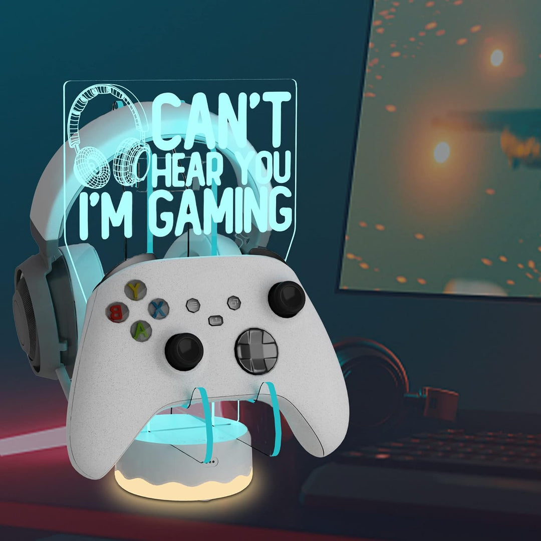 Ammonite Kopfhörer Controller Ständer Light up, 16 Farben 3D LED Lichter Headset Gamepad Halter, Gam