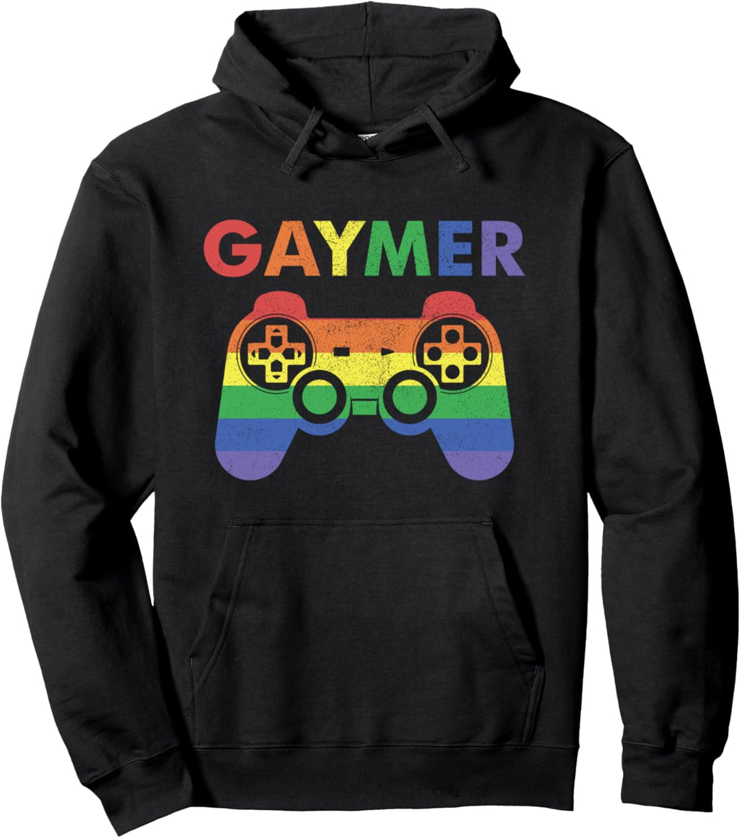 Gaymer Vintage-Regenbogenflagge Gay Controller Pullover Hoodie