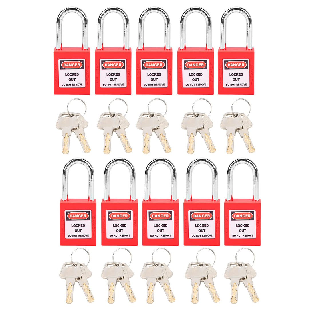 Sicherheits Vorhängeschlösser Set, 10er, 38 Mm, Sicherheitsverriegelung, Nylon-Verriegelung, Tag-Out