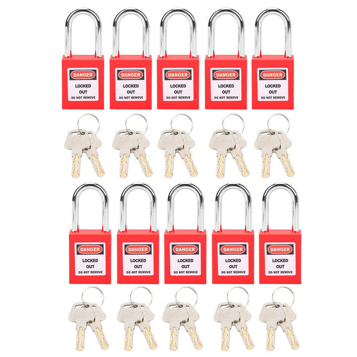 Sicherheits Vorhängeschlösser Set, 10er, 38 Mm, Sicherheitsverriegelung, Nylon-Verriegelung, Tag-Out