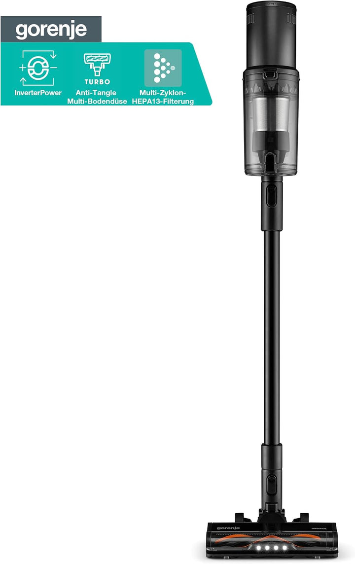 Gorenje SVC296449NMBL Akku Staubsauger/Saugkraft: 190 W/Bis zu 60 min Laufzeit/Schmutz-Auffangbehält