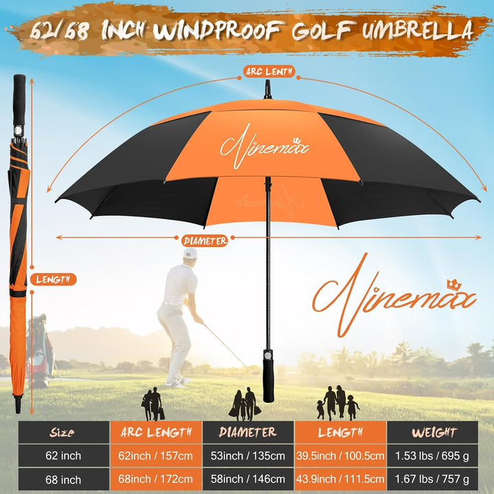 NINEMAX Golfschirm Gross 62/68 Inch Golf Regenschirm Sturmfest Automatik Öffnen Golf Regenschirm Dop