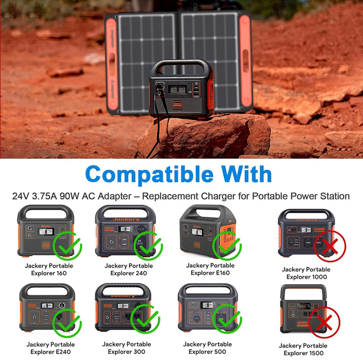 24V 3,75A 90W Ladegerät kompatibel mit Jackery Tragbare Powerstation Explorer 300 500 550 E300 E500