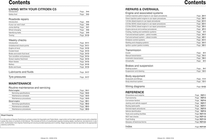 Citroen C5 Owners Workshop Manual