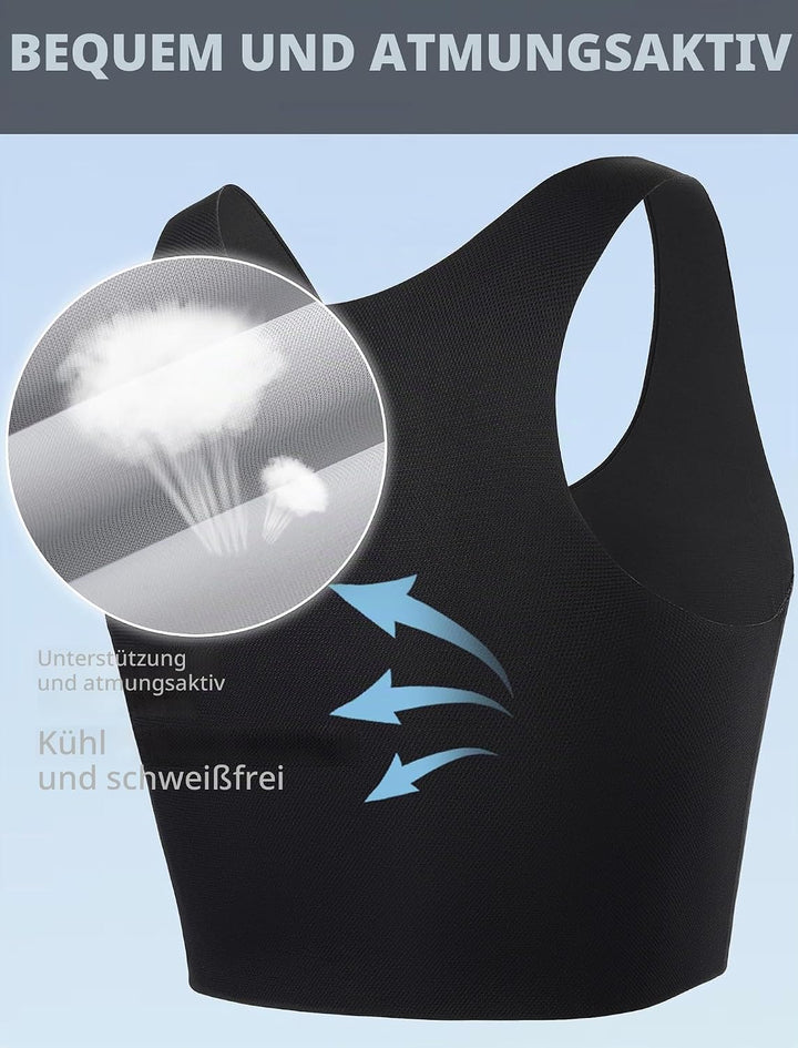 XUJI Brust Binder Trans FTM Atmungsaktive Kompression Nahtlos Top für Transgender 4XL Schwarz, 4XL S
