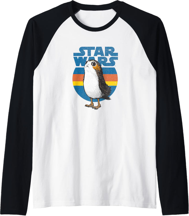 Star Wars Last Jedi Porg Retro Stripes Logo Raglan