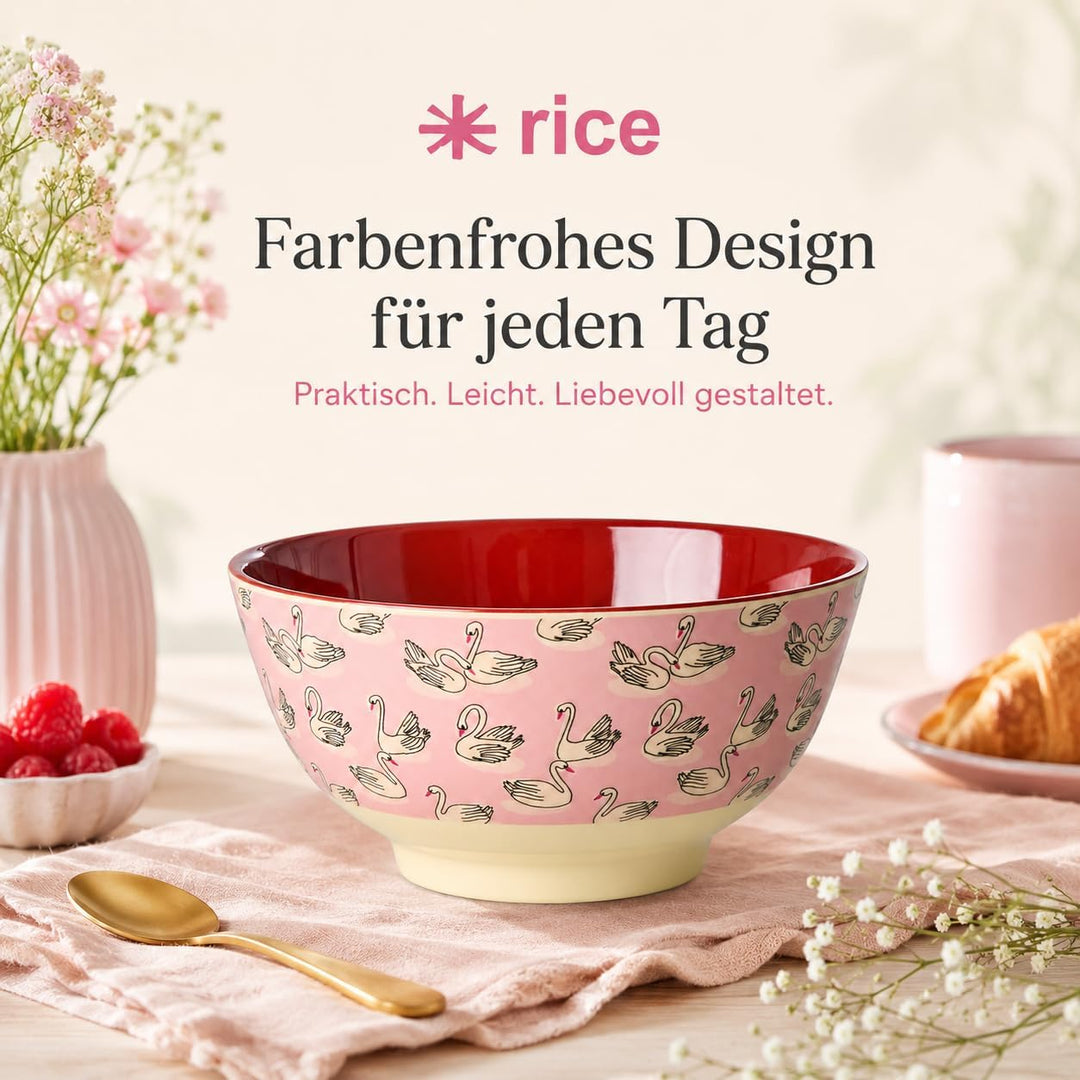 ReWu RICE Melaminschale Schwan rosa 700 ml Grosse Schale, Grosse Schale
