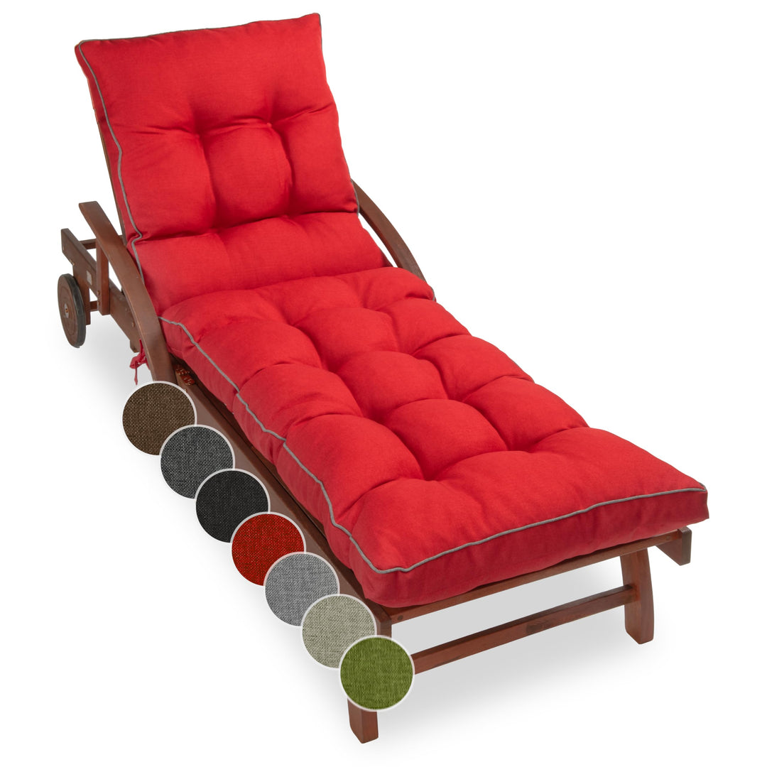 sunnypillow Liegenauflage 200x60, Auflage für Gartenliege 13cm dick Rot Rot 200 cm x 60cm x 13 cm, R