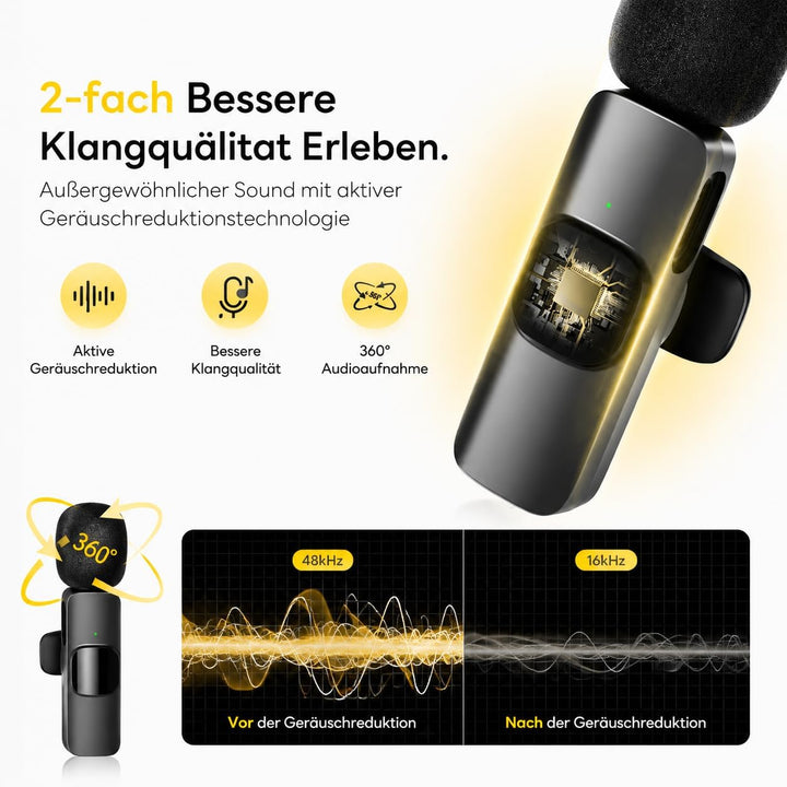 Mikrofon Handy iPhone | Bluetooth Kabellos Mini Wireless Lavalier Microphone Lightning für Ipad I Ph