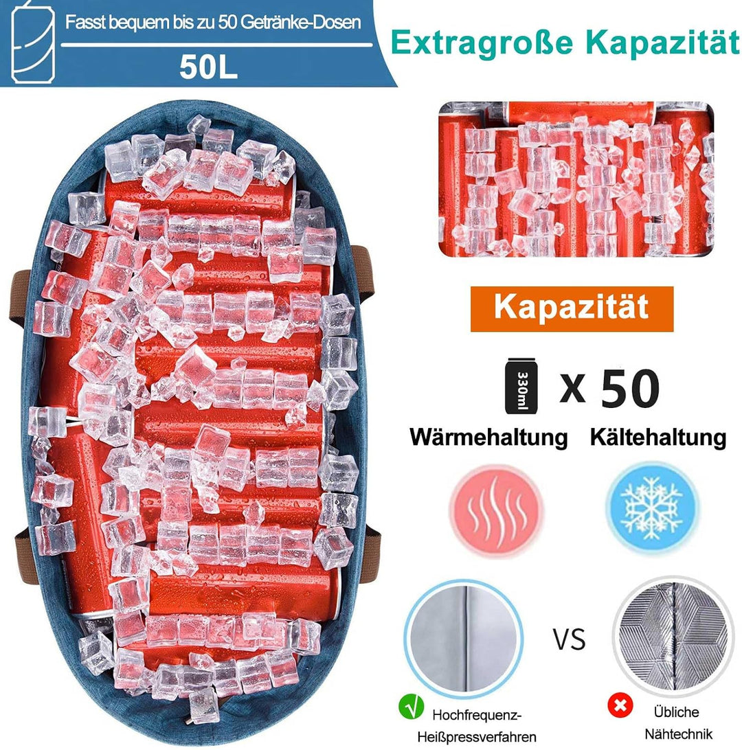 Faltbare Kühltasche Gross mit wasserdichter Isolierung 50l – Grosse Isoliertasche auslaufsicher Flex