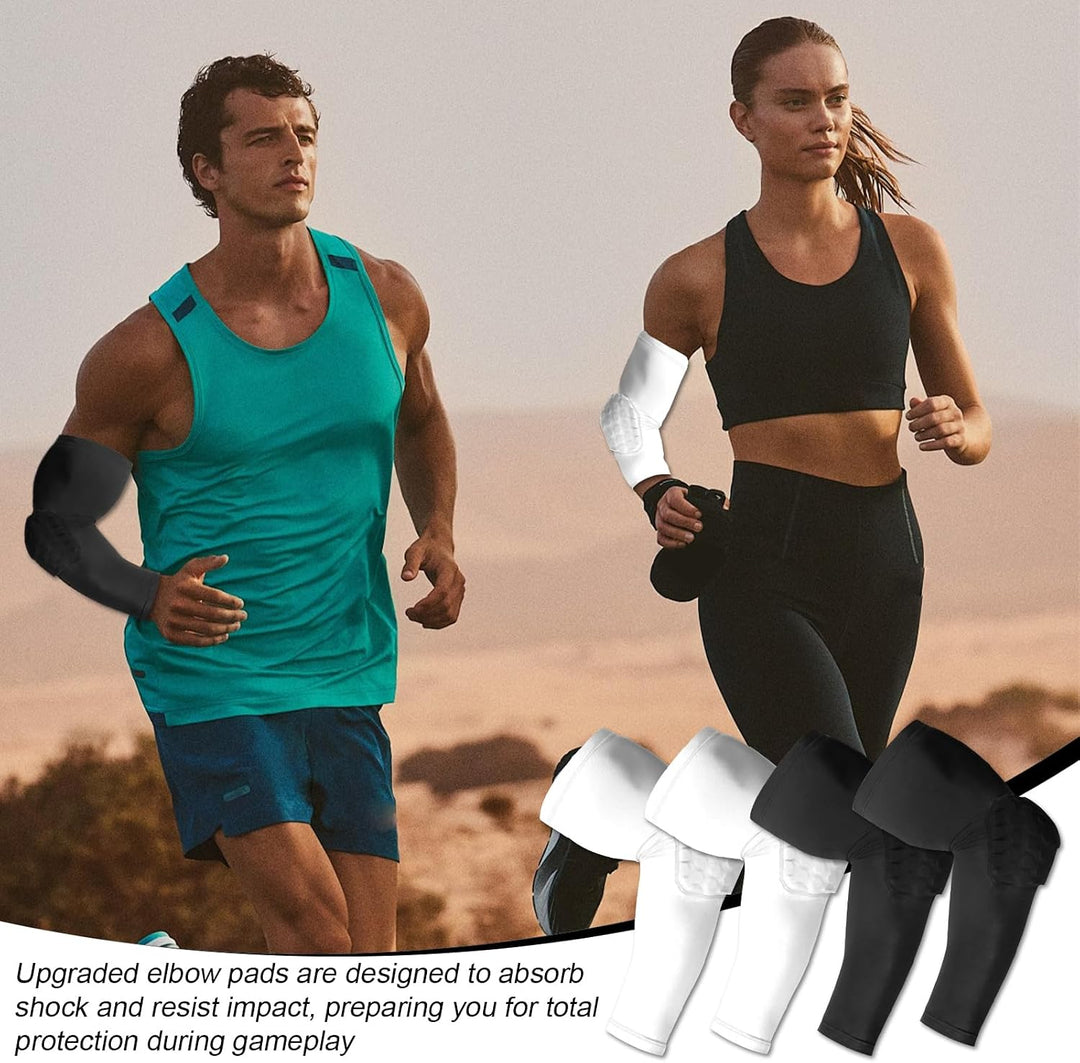 Eowppue 4er-Pack Arm Sleeve Set - Verdickte Armwärmer Ellenbogenschoner, atmungsaktive und elastisch