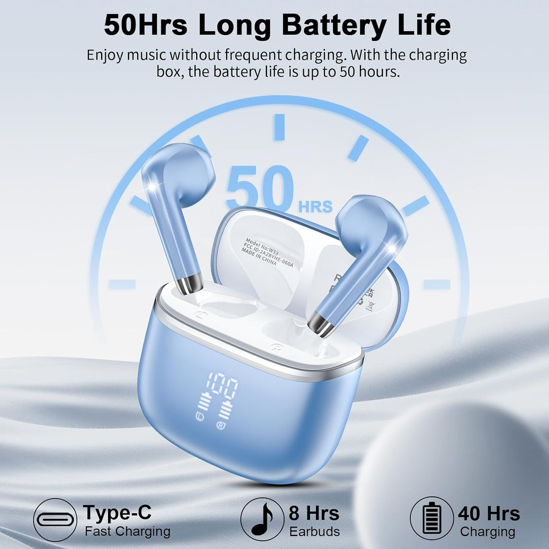 Bluetooth Kopfhörer, In Ear Kopfhörer Kabellos Bluetooth 5.4 mit 4 ENC Mic Blau, Blau