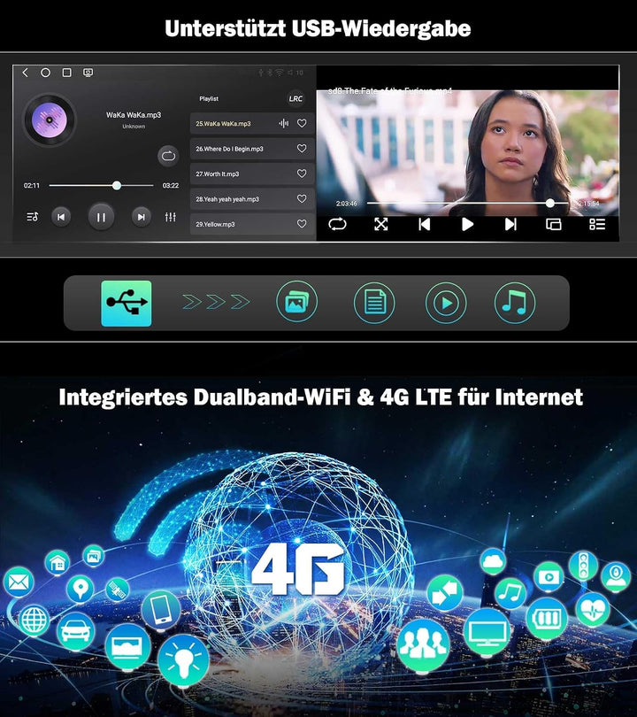 Erisin 9" Qualcomm 8-Kern 4GB+64GB Android 14 Autoradio Bluetooth GPS Navi für VW Golf 5/6 Passat B7
