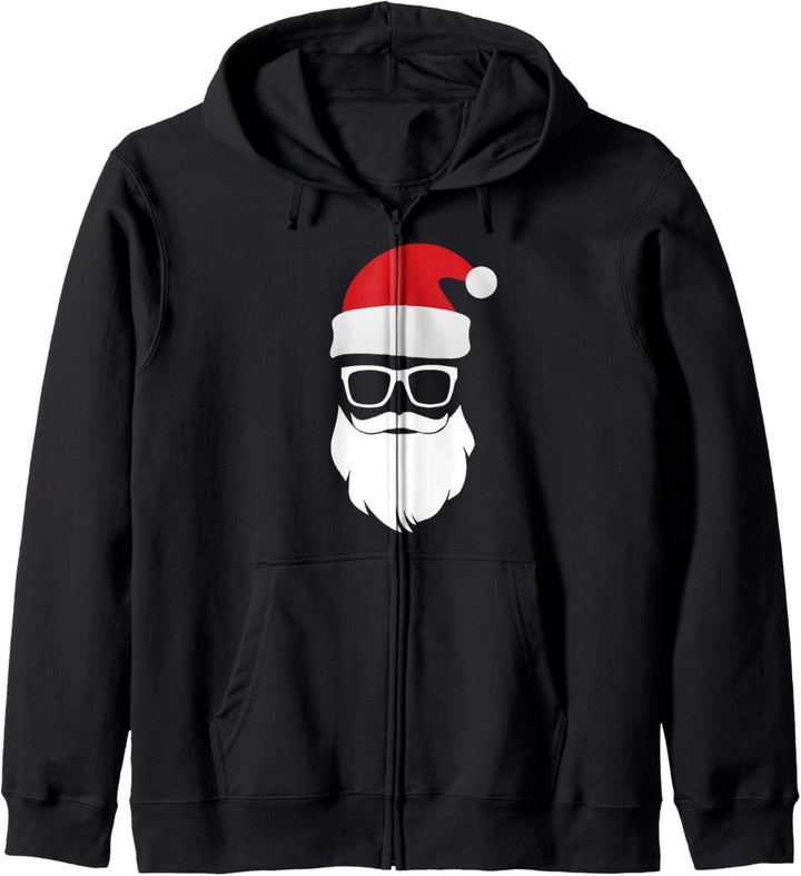 Weihnachtsmann Mütze Sonnenbrille Bart Santa Geschenkidee Kapuzenjacke