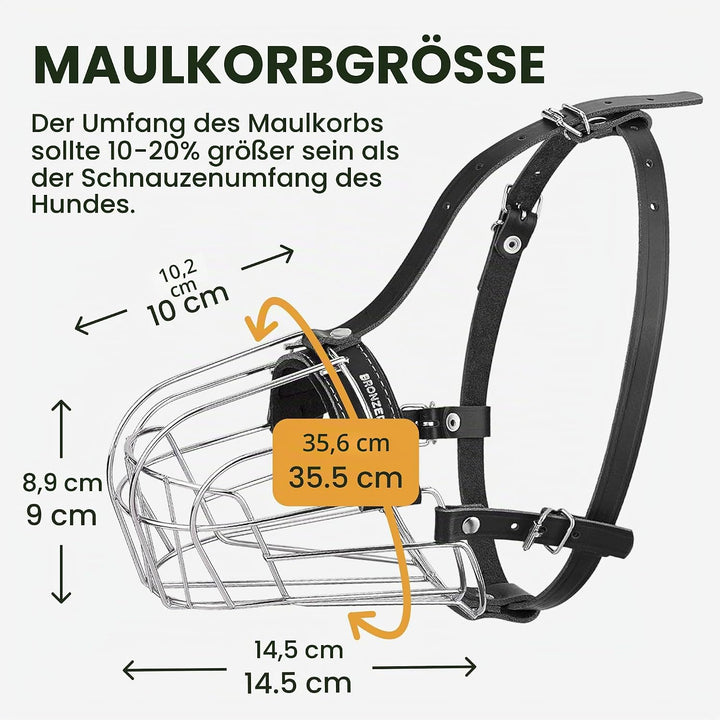 BronzeDog Maulkorb für Hunde aus Metall – Amstaff Drahtkorb mit verstellbaren Lederriemen für grosse