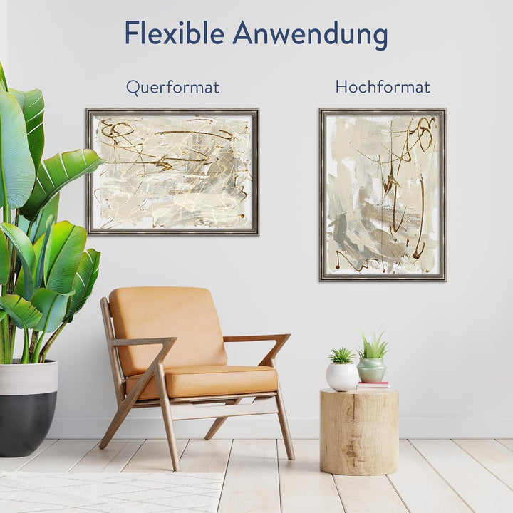 WANDStyle Bilderrahmen Antik 40x60cm I Farbe: Silber I Holzbilderrahmen I Fotorahmen I Silberner Bar