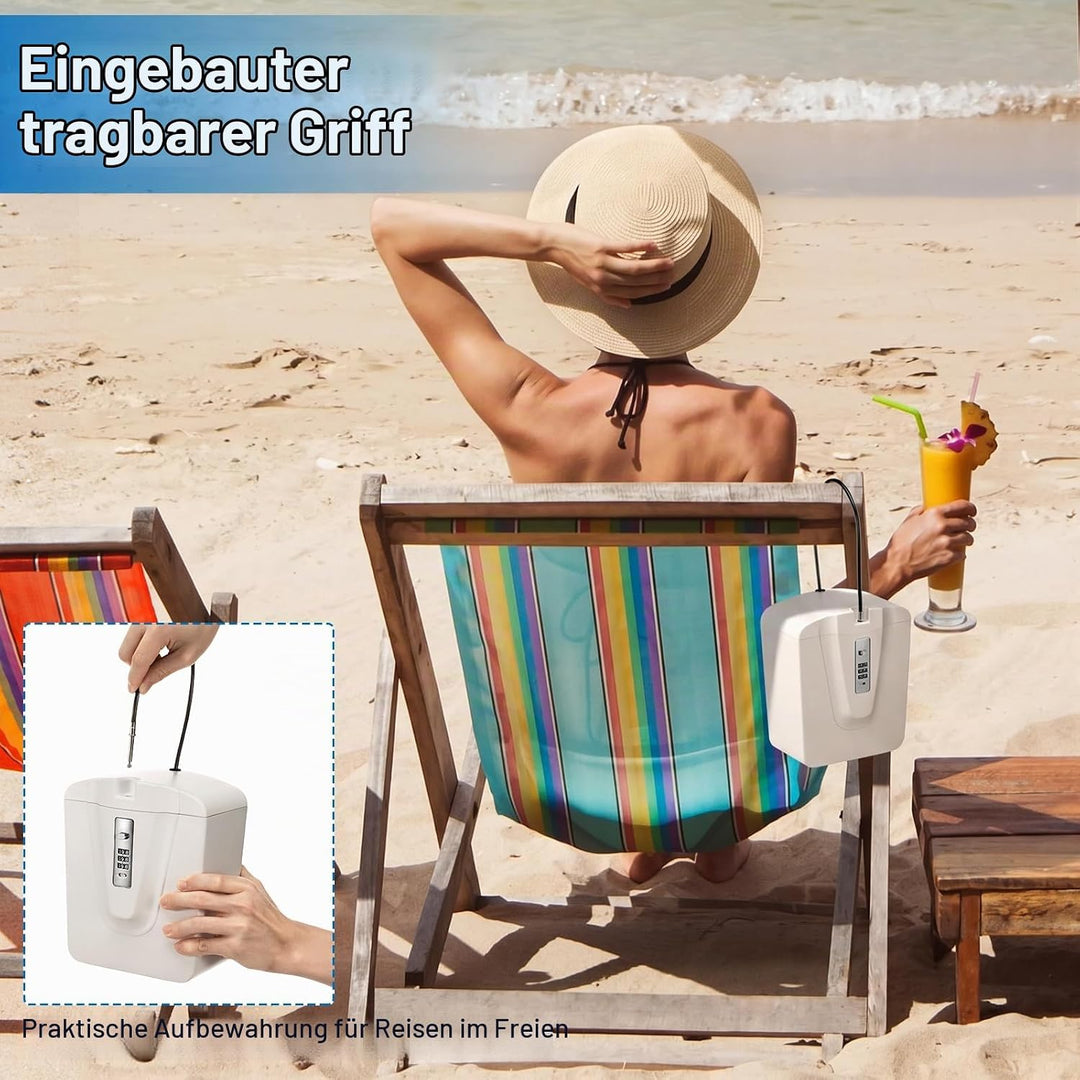 Strandsafe zum Anketten, Tragbare Strandtresor mit Zahlen | Strandsafe zum Anketten, Tragbare Strand