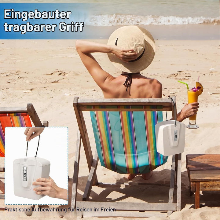 Strandsafe zum Anketten, Tragbare Strandtresor mit Zahlen | Strandsafe zum Anketten, Tragbare Strand