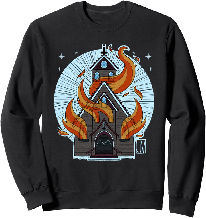 Burning Church Black Metal Antichrist Satan Sweatshirt