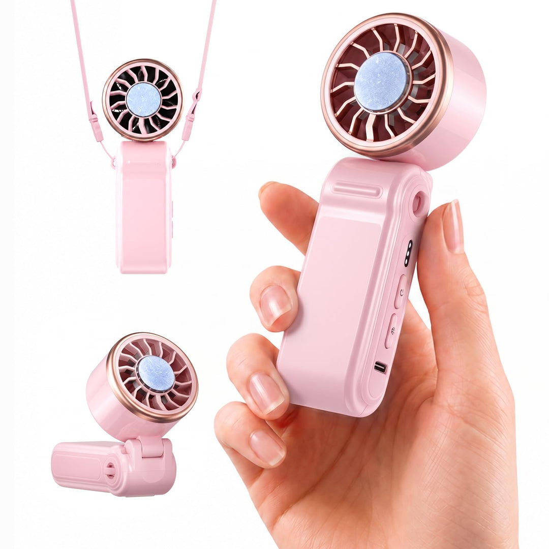 SWEETFULL Tragbarer Mini Ventilator mit Turbo-Lüfter und Eiskühlung,4000mAh Handventilator Akku Aufl
