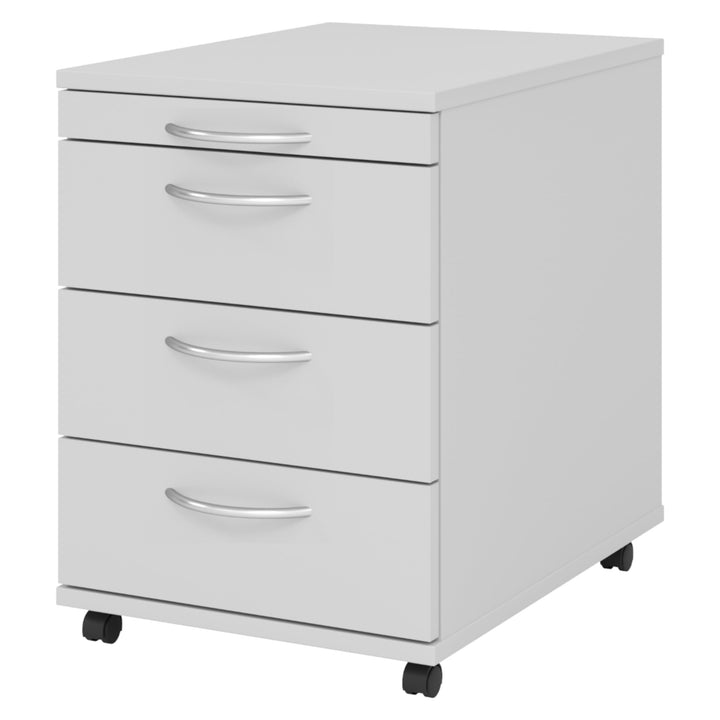 bümö Basic Rollcontainer mit Schubladen, Container aus Holz in grau - Rollwagen für&