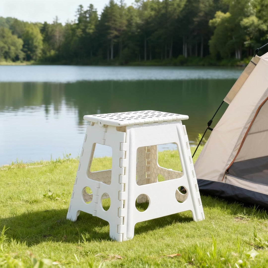 Relaxdays Klapphocker faltbar, Camping Hocker, grosser Badhocker, bis 150 kg, Kunststoff, HBT: 39 x