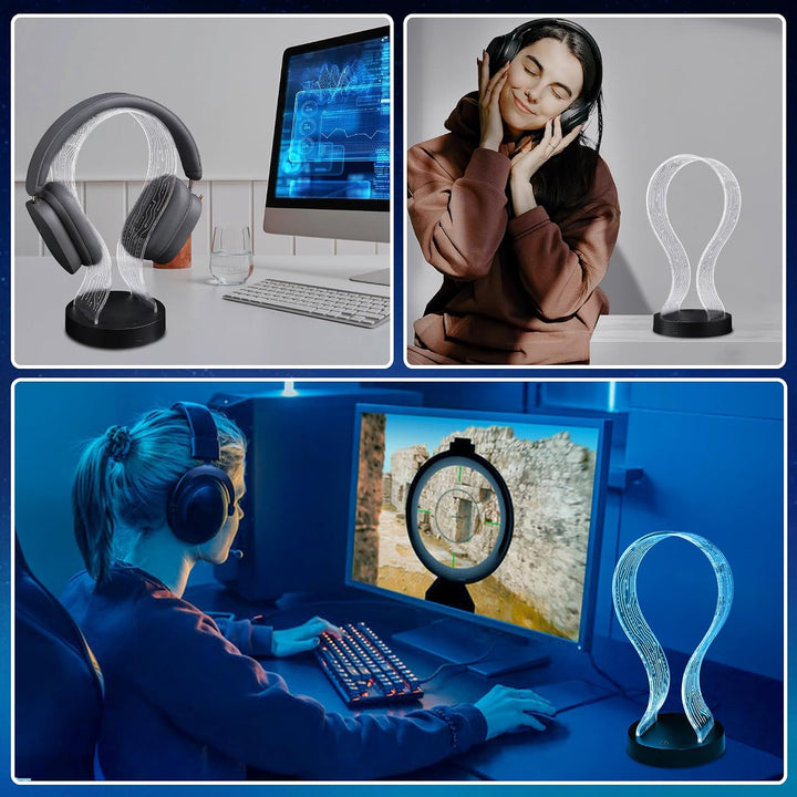 Ammonite Light Up Headphone Stand, 16 Farbe leuchtet Gaming Schreibtisch Accessoire mit 1 USB-Ladean