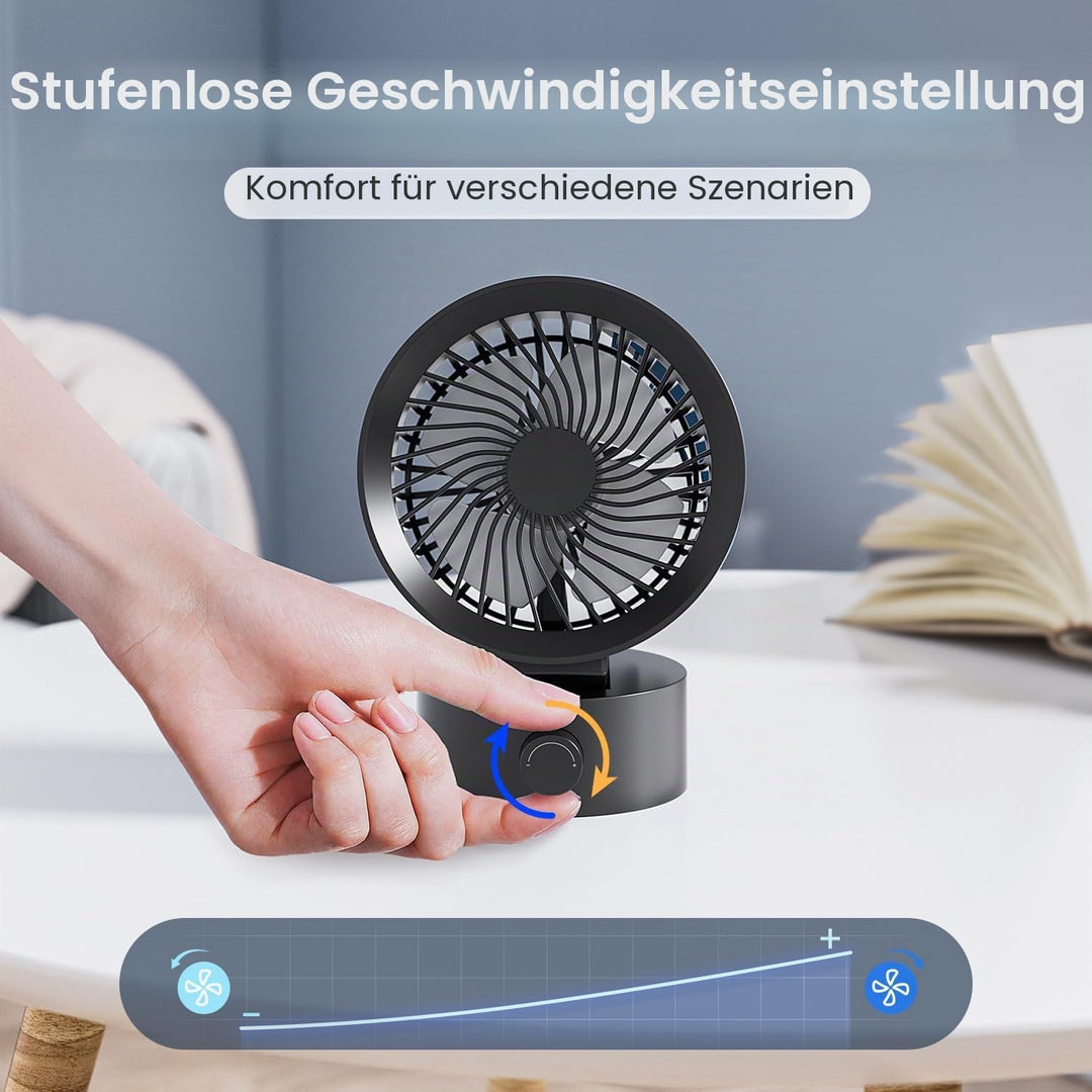 Kleiner Schreibtischventilator, USB-betrieben, stufenlose Geschwindigkeitsregelung, Mini-Ventilator