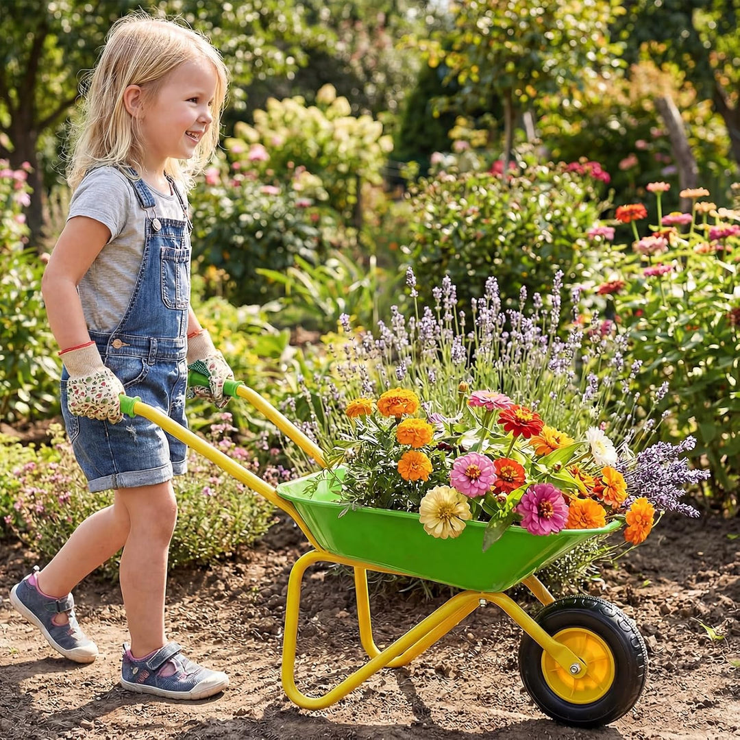 COSTWAY Schubkarre Kinder, Metallschubkarre bis zu 10 kg belastbar, Spielzeugschubkarre für Kinder a