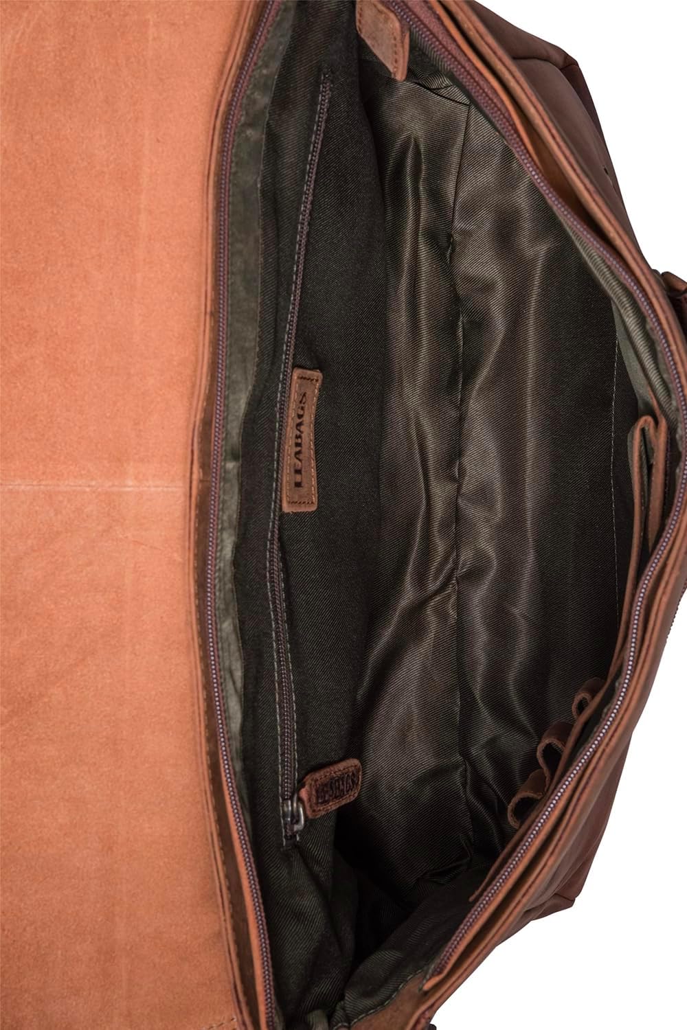 LEABAGS Oxford Laptoptasche Leder 15 Zoll Herren Damen Echtleder 38x10x31 cm Brown Fox, 38x10x31 cm