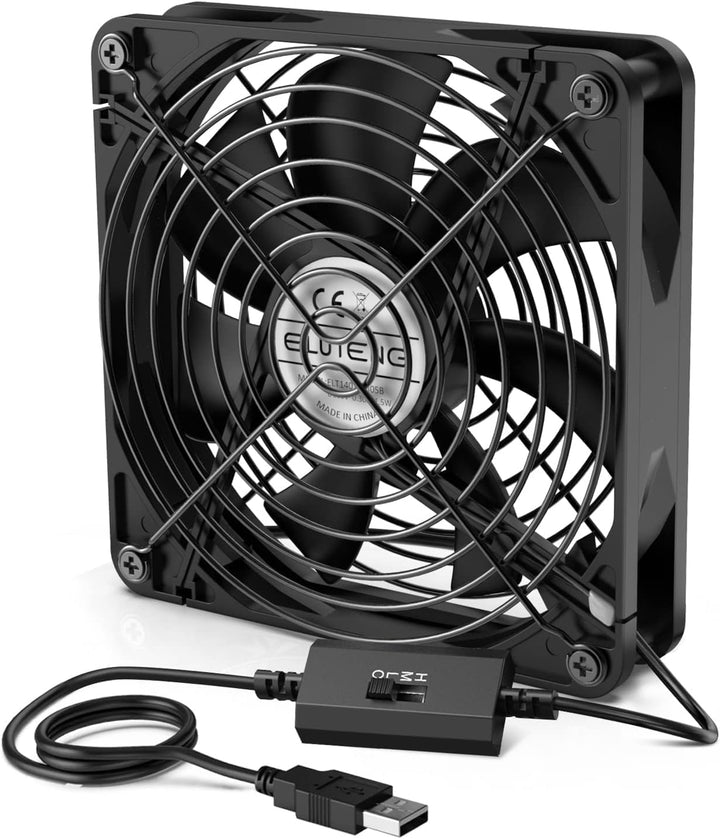 ELUTENG 140mm USB Lüfter PC Lüfter mit 3 Einstellbare Geschwindigkeiten,USB Ventilator 140mm 5V PC V