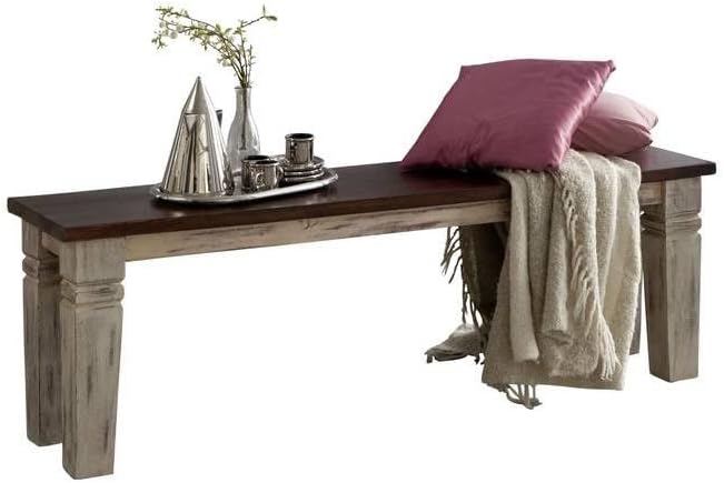Massivmoebel24.de Kolonial Mango massiv Möbel Massivholz Bank 140x35 Akazie Kolonialstil Massivmöbel