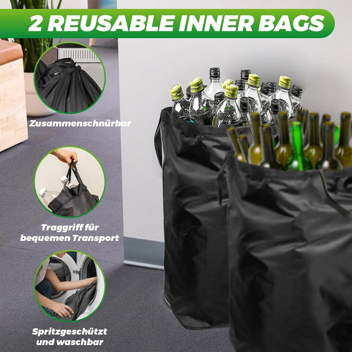 MIDINGCHAI 160L Pfandflaschen Sammelbehälter 2 Fächer, Flaschen Organizer für Leergut, Recycling Beh