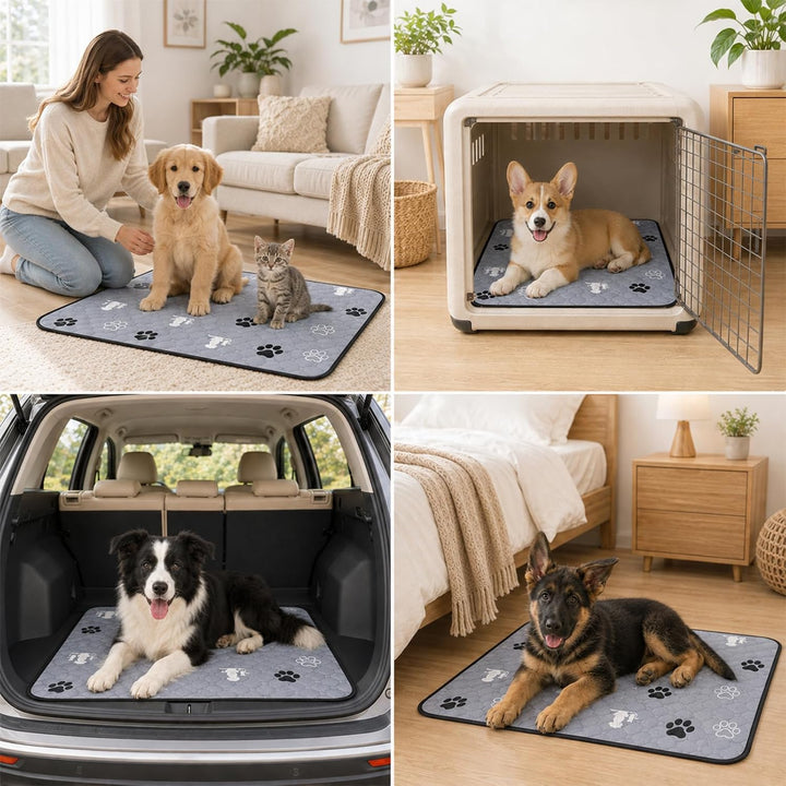 2 Stück Waschbare Welpenunterlage, 60*90 cm Super Saugfähige Auslaufsicher 60x90cm-2 Stück, 60x90cm-