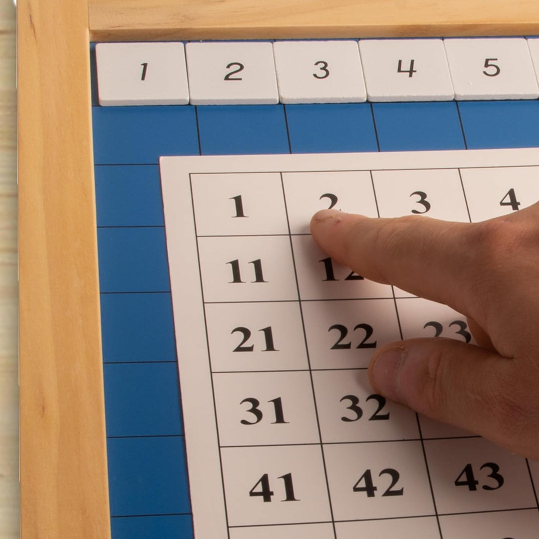 Hunderterbrett mit Arbeitskartei, 100 Auftragskarten - Montessori-Material Hundertertafel zum Zahlen