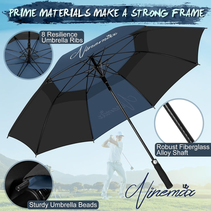 NINEMAX Golfschirm Gross 62/68 Inch Golf Regenschirm Sturmfest Automatik Öffnen Golf Regenschirm Dop