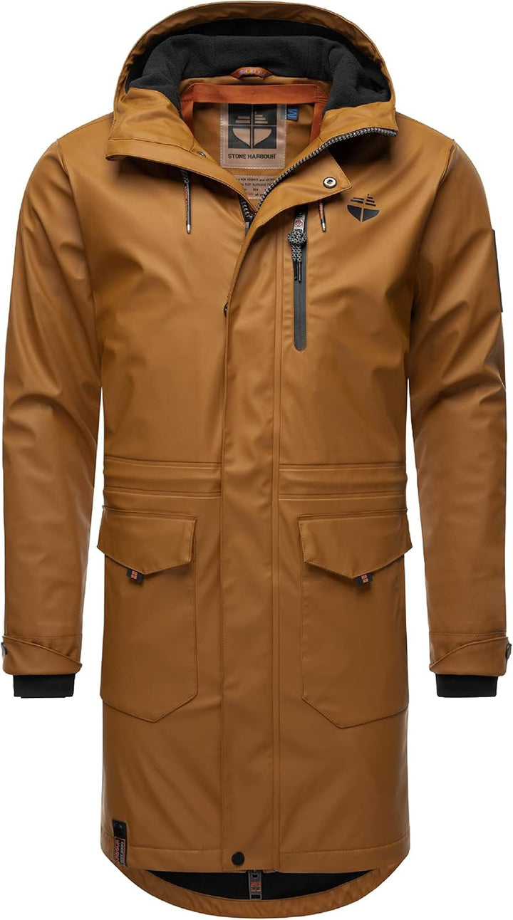 STONE HARBOUR wasserdichter gefütterter Herren Regenmantel Verdaan S-3XL 3XL Tobacoo, 3XL Tobacoo