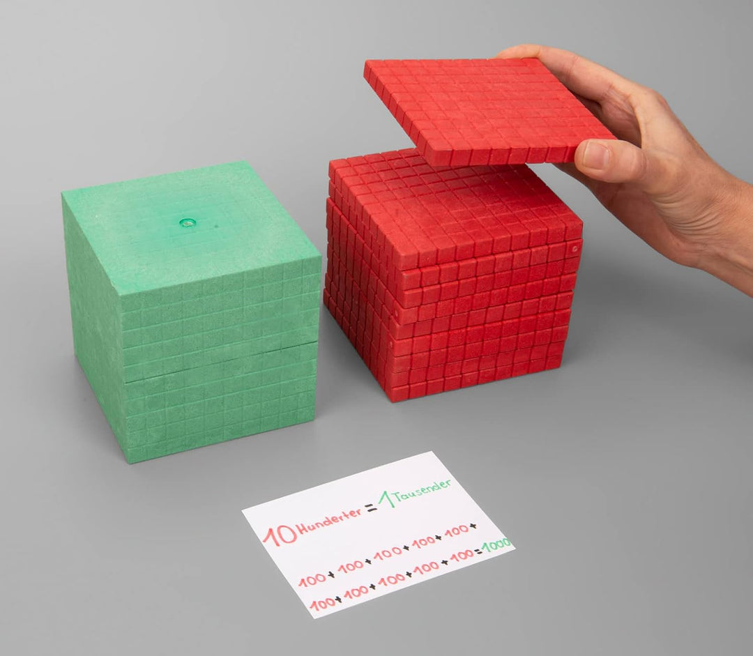 Montessori Material, Mathematischer Würfel in Montessori-Farben