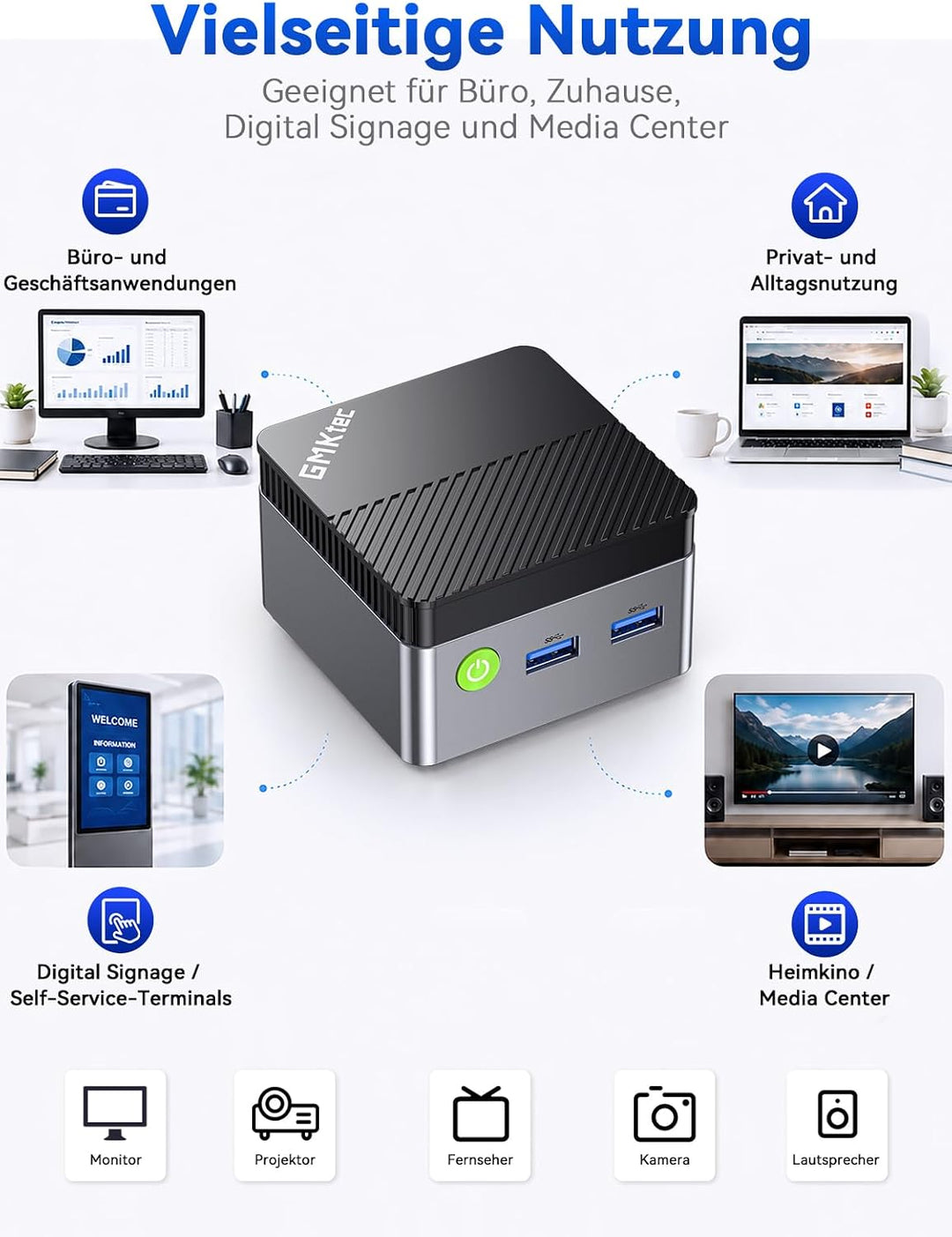 GMKtec G2 Plus Desktop Mini PC N150 12GB DDR5 256GB SSD Dual LAN, Mini Computer 1000Mbps, 4K Triple