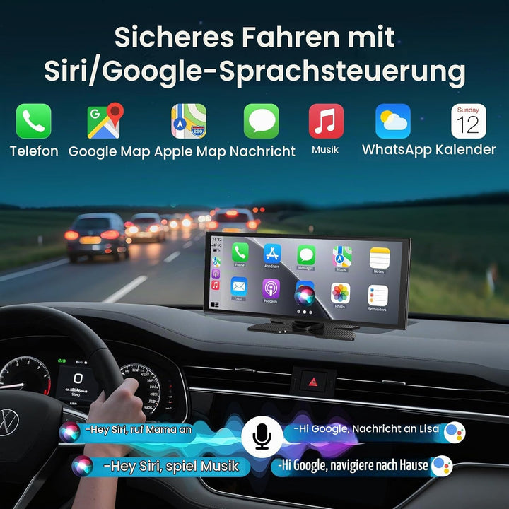 11.5 Zoll Carplay Display Android Auto Display 4K Car Play IPS Touch Screen Schwarz, Schwarz