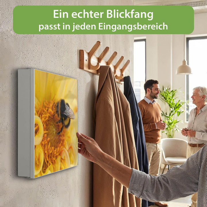 banjado Grosser Schlüsselkasten Metall - Schlüsselbox 30x30cm beschreibbarer mit 32 Haken - Schlüsse