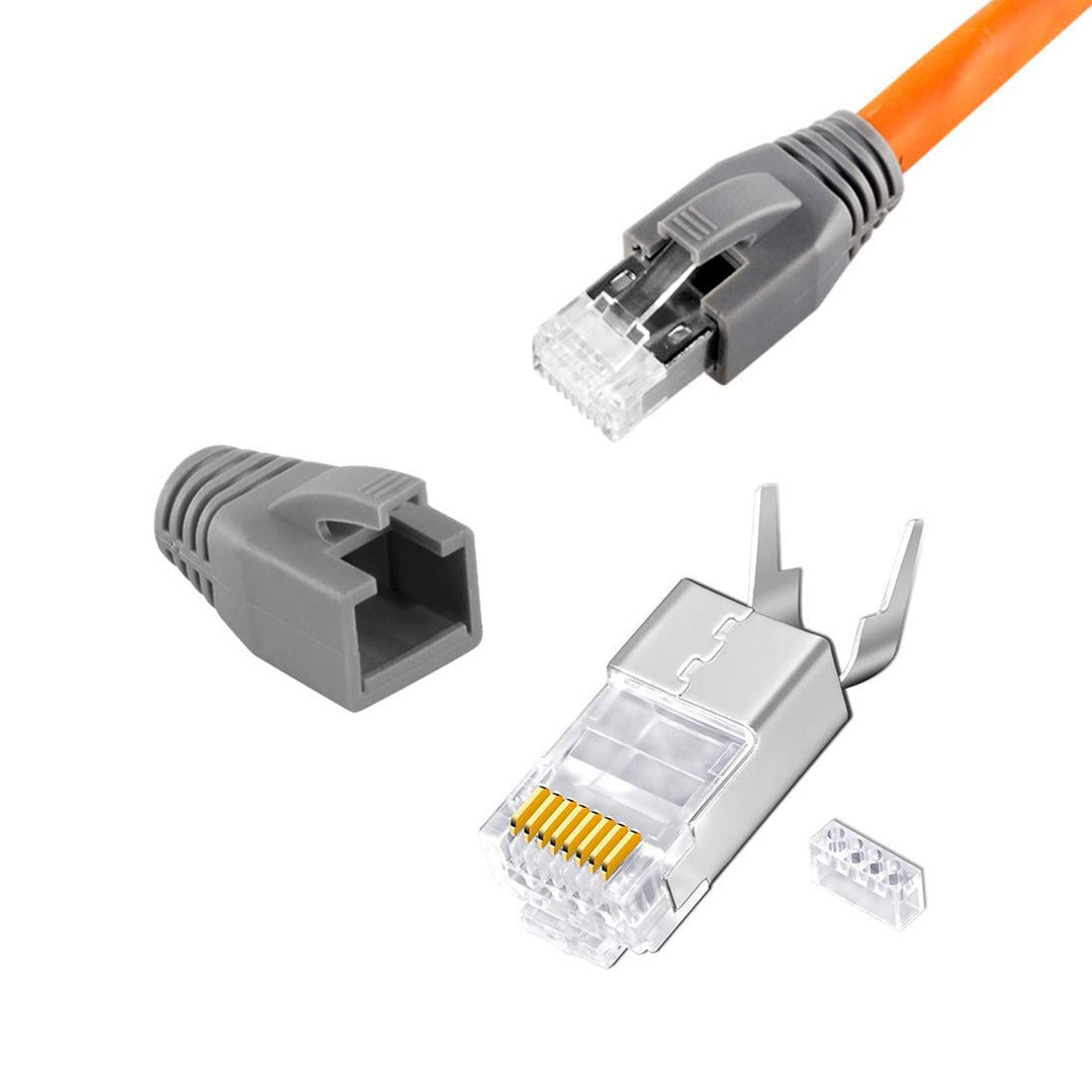 30m CAT 7 Kabel Verlegekabel Netzwerkkabel Crimpzange RJ45 Zange / Kabeltester / Kabelmesser / 20x N