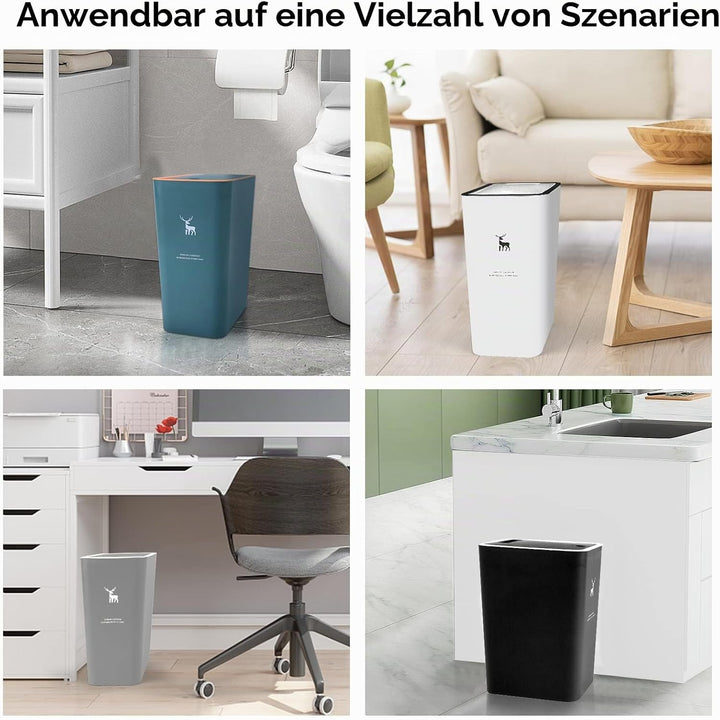 XPIY Mülleimer mit Deckel, 2 Stück, 15 Liter Mülleimer mit Druckverschluss, kleiner Mülleimer, Hunde