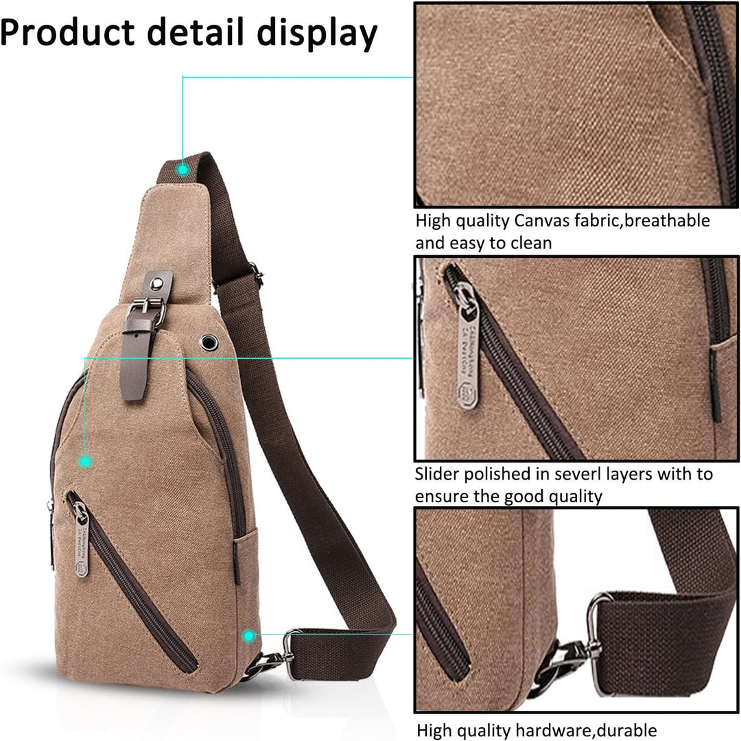 FANDARE Vintage Umhängetasche Sling Bag Schule Reisen Männer Frauen Messenger Rucksäcke Brustbeutel
