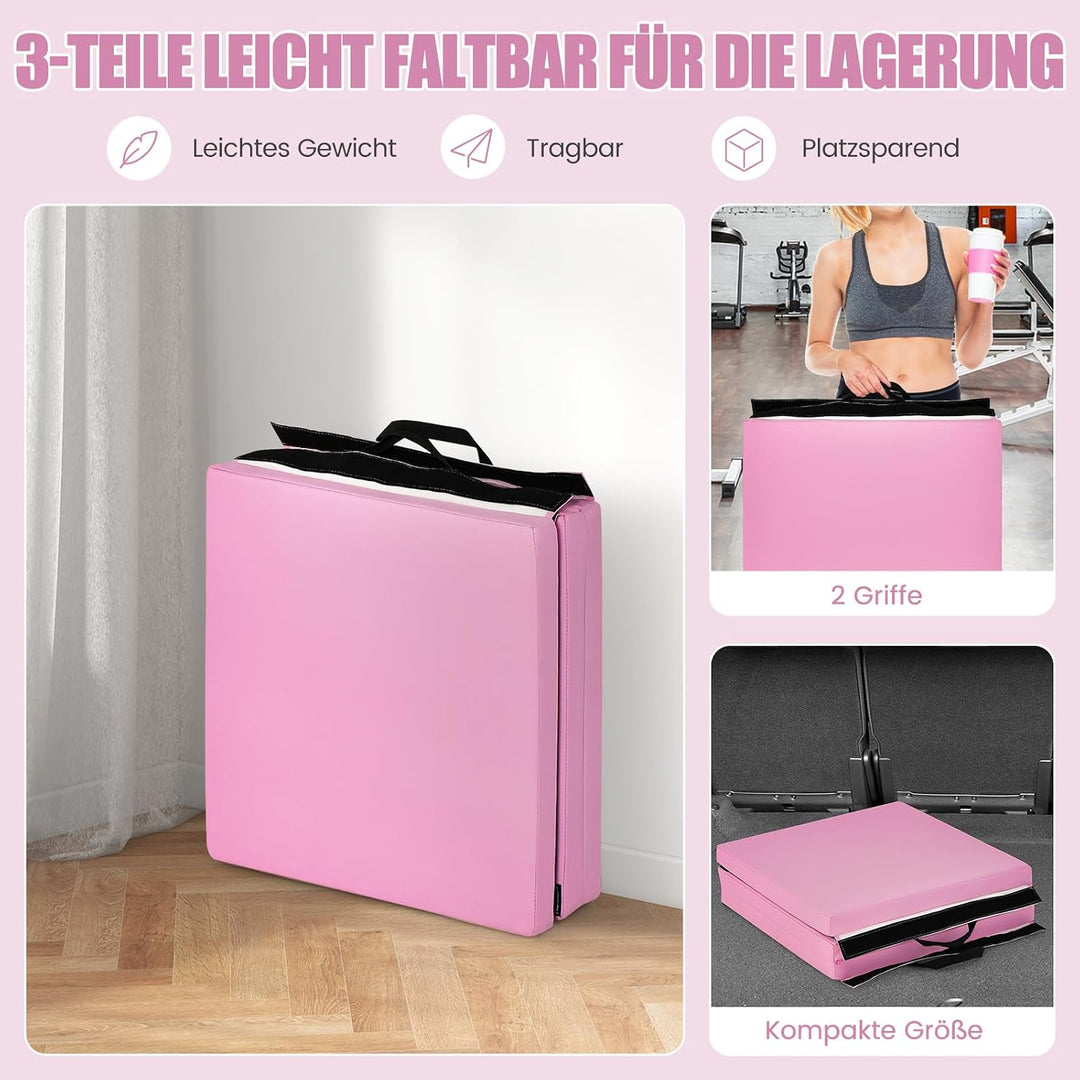 COSTWAY 180 x 60 x 5 cm Weichbodenmatte klappbar, Gymnastikmatte tragbar, Yogamatte wasserabweisend,