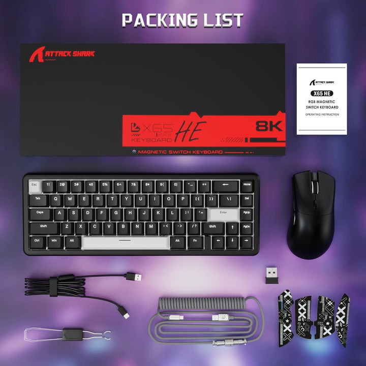 MAMBASNAKE x Attack Shark Wired Gaming Tastatur und Maus Combo, X65HE Gaming Keyboard Black, 59g Sup