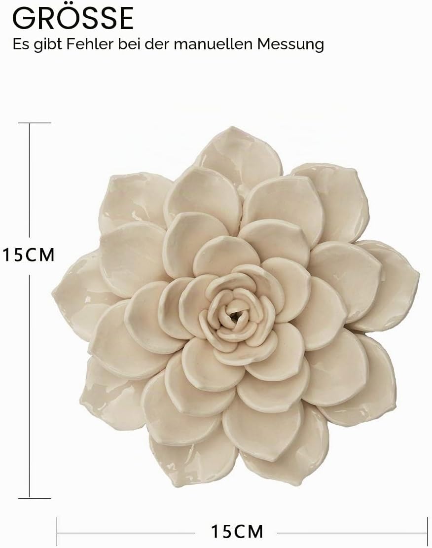 SEINHIJO Wand Dekoration Skulptur 3D Blumen Wandkunst Dekor Wohnzimmer Statue Keramik Weiss Arts 17c