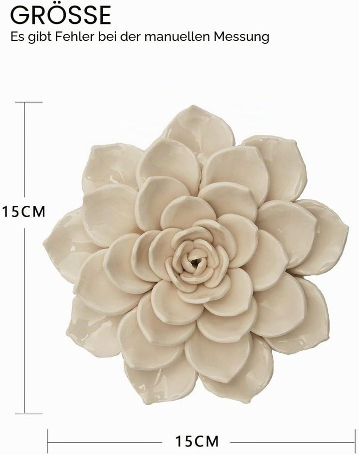 SEINHIJO Wand Dekoration Skulptur 3D Blumen Wandkunst Dekor Wohnzimmer Statue Keramik Weiss Arts 17c