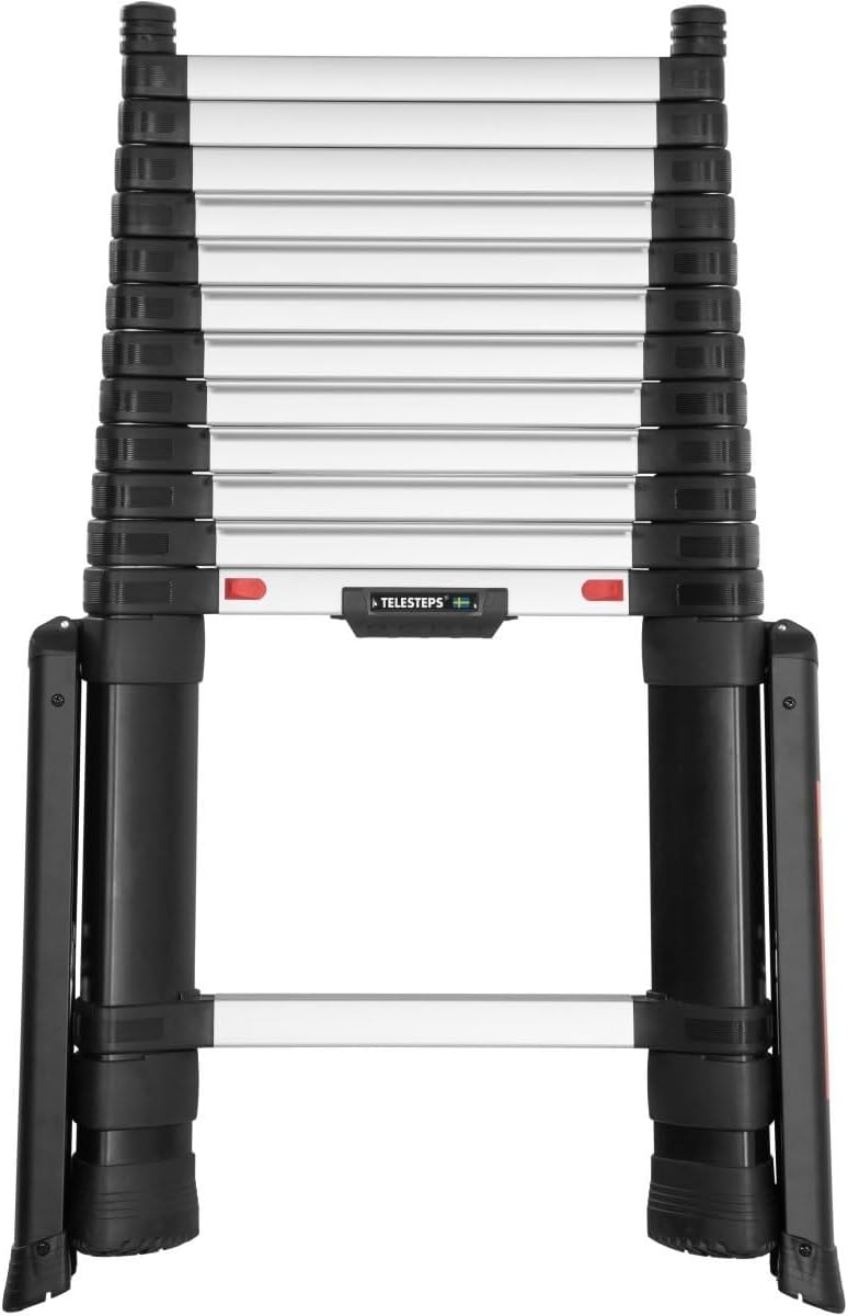 Telesteps PrimeLine Teleskop-Anlegeleiter mit Stabilisator / Anlegeleiter 4,1 m / Leiter aus Alumini